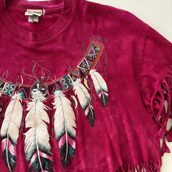 Ragtops Fringed Feather Graphic Tee Size XL - Picture 5 of 8